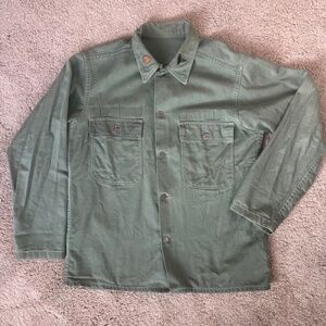1950s Vintage Military US Army Shirt Jacket with 13 Star Metal Buttons